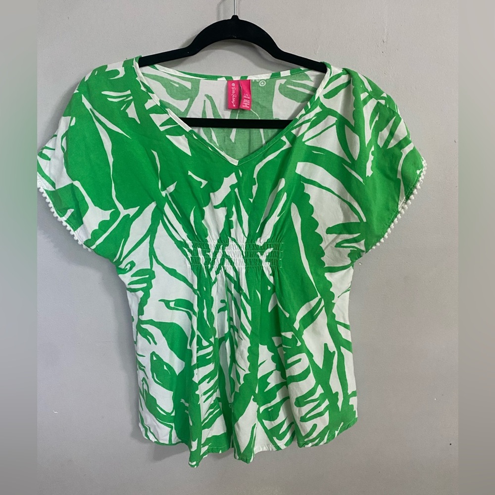 Lilly Pulitzer for Target Kids Green Boom Boom Tropical Palm Leaves Tunic Top